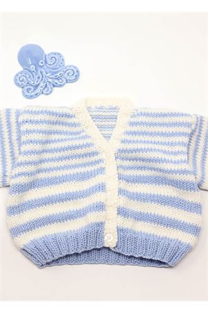 cardigan per neonato in lana azzurro e bianco Capridea | CARDIGANLUNGARIGA